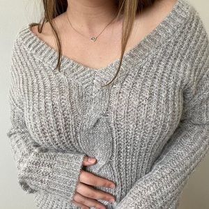 Comfy Grey Cable Knit Sweater